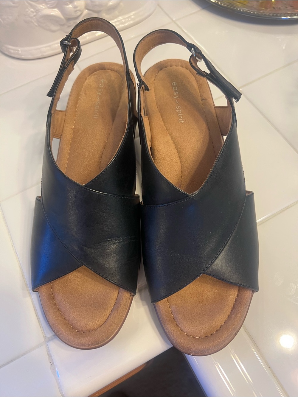 Easy Spirit Black Chantal Crisscross Slingback Sandals